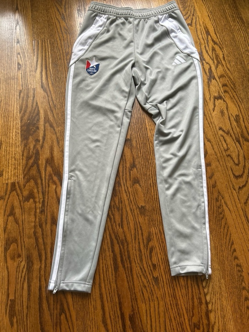 adidas Light Gray Track and Training Pants with White Side Stripes